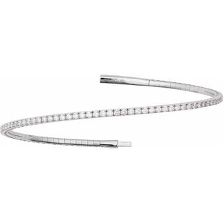 14K White 2 CTW Lab-Grown Diamond Flexible Bangle 7" Bracelet