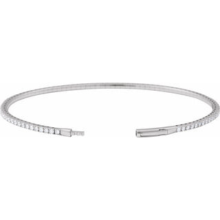 14K White 1 1/2 CTW Natural Diamond Flexible Bangle 7" Bracelet