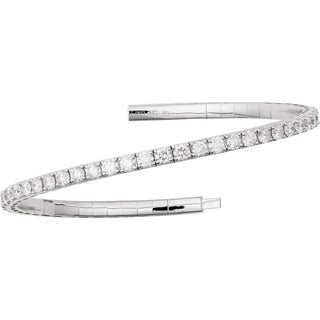 14K White 5 CTW Natural Diamond Flexible Bangle 7" Bracelet