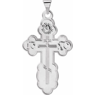 14K White 32x21 mm Orthodox Cross Pendant