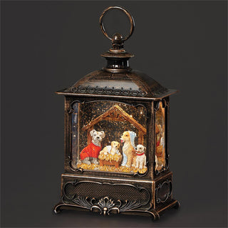 8.75-Inch Lighted Swirl Lantern Canine Creche