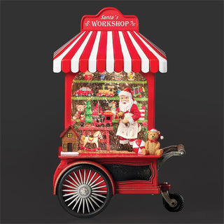 10.75-Inch Lighted Swirl Toyshop Cart With Santa & Toys