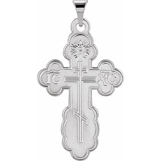 14K White 26x17 mm Orthodox Cross Pendant