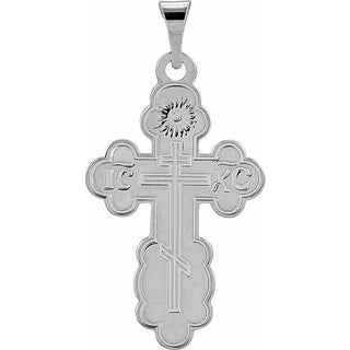 14K White 19x13 mm Orthodox Cross Pendant
