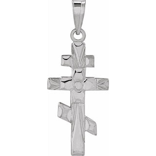 14K White 20x10 mm Orthodox Cross Pendant