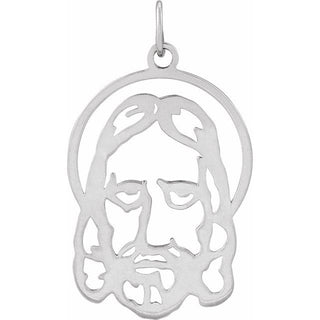 14K White 25x17 mm Face Of Jesus Silhouette Pendant