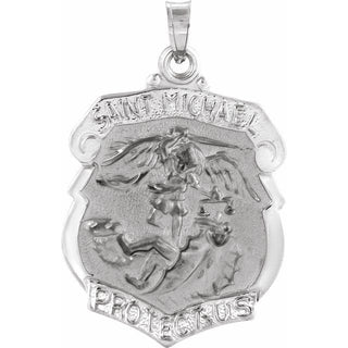14K White 25x21 mm Saint Michael Medal 