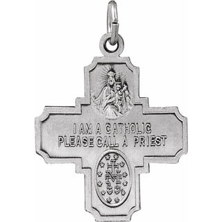 Sterling Silver 25x24 mm Four-Way Cross Medal  