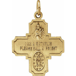 14K Yellow 25x24 mm Four-Way Cross Medal