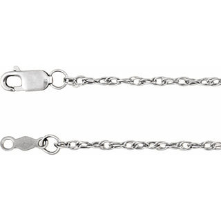 7 Inch 1 5Mm Rope Chain Bracelet With Lobster Clasp 14K White Gold