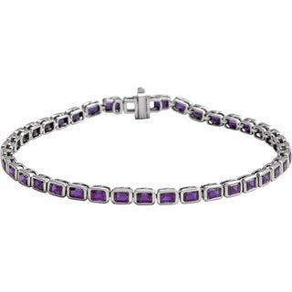 14K White Natural Amethyst Line 7" Bracelet