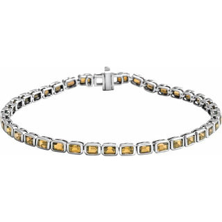 14K White Natural Citrine Line 7" Bracelet