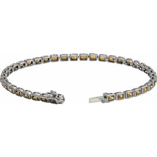 14K White Natural Citrine Line 7" Bracelet