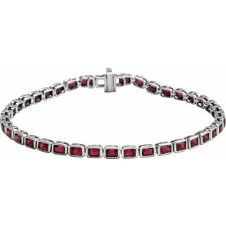 14K White Natural Mozambique Garnet Line 7" Bracelet