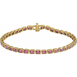 14K Yellow Natural Pink Tourmaline Line 7" Bracelet