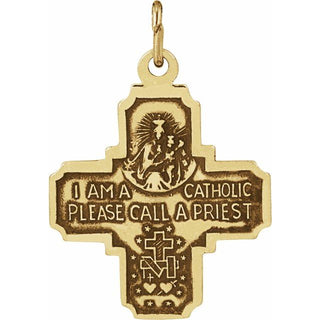 14K Yellow 18x18 mm Four-Way Cross Medal