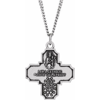 Sterling Silver 30x29 mm Four-Way Cross Medal 24" Necklace