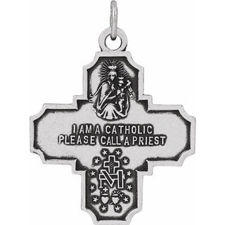 14K White 30x29 mm Four-Way Cross Medal 