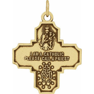 14K Yellow 30x29 mm Four-Way Cross Medal