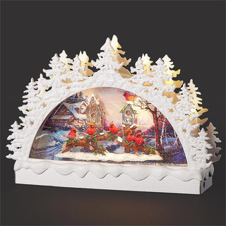 9-Inch Lighted Swirl Tree Arch Cardinals On Branch - Print Background