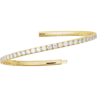 14K Yellow 5 CTW Natural Diamond Flexible Bangle 7" Bracelet