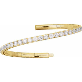 14K Yellow 4 CTW Lab-Grown Diamond  Flexible Bangle 7" Bracelet