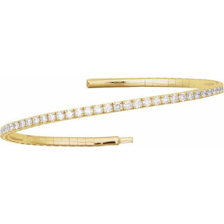 14K Yellow 1 CTW Lab-Grown Diamond  Flexible Bangle 7" Bracelet