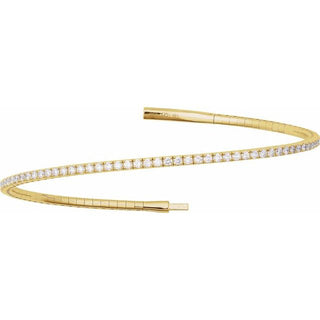 14K Yellow 2 CTW Natural Diamond Flexible Bangle 7" Bracelet