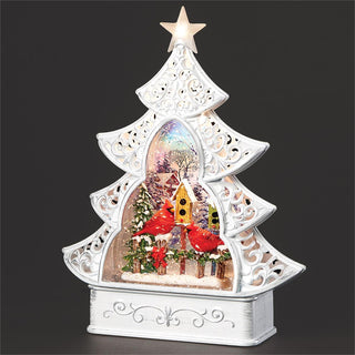 11.5-Inch Lighted Swirl Tree Cardinal Birdhouse - Print Background