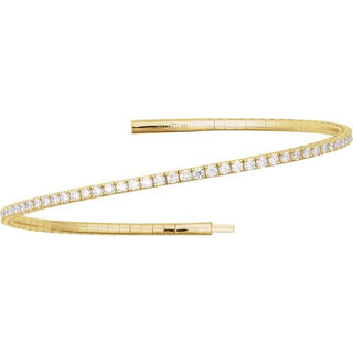 14K Yellow 3 CTW Lab-Grown Diamond Flexible Bangle 7" Bracelet
