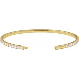 14K Yellow 5 CTW Natural Diamond Flexible Bangle 7" Bracelet