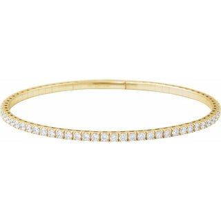 14K Yellow 3 CTW Lab-Grown Diamond Flexible Bangle 7" Bracelet