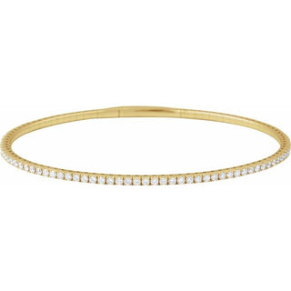 14K Yellow 1 1/2 CTW Natural Diamond Flexible Bangle 7" Bracelet