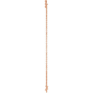 14K Rose Beaded Cross 7" Bracelet