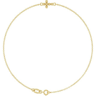 14K Yellow Beaded Cross 7" Bracelet