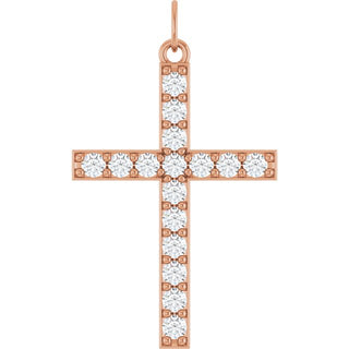 14K Rose 1/2 CTW Lab-Grown Diamond Cross Pendant 