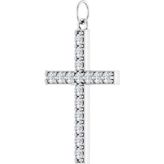 14K White 1/2 CTW Lab-Grown Diamond Cross Pendant 