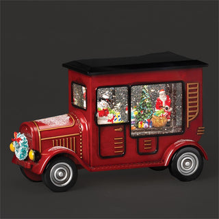 6-Inch Lighted Swirl Truck With Santa & Tree - Snowman Driver
