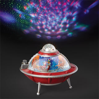 8.75-Inch Lighted Musical Swirl Ufo, Rotating Santa & Deer
