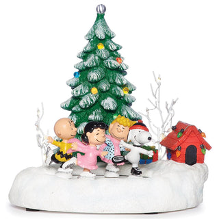 9-Inch Lighted Musical Skatepond Peanuts With Christmas Tree