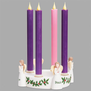 3.5-Inch Angel Advent Candle Holder Ring With Holly