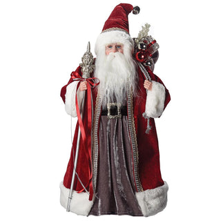 19-Inch Santa Treetopper Burgundy & Grey With White Fur
