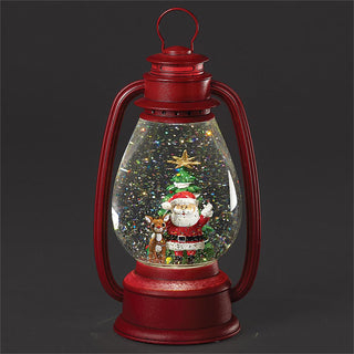 10.5-Inch Led Swirl Rudolph Lantern W/ Santa