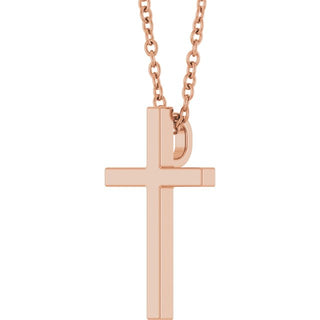 14K Rose 15x9.5 mm Cross 18" Necklace