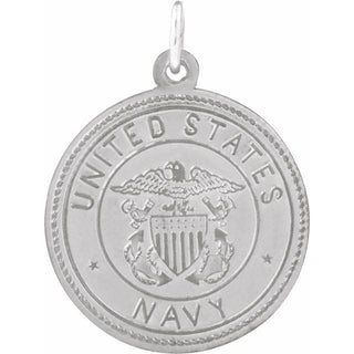 Sterling Silver 18 mm Round St. Christopher Medal U.S. Navy Medal