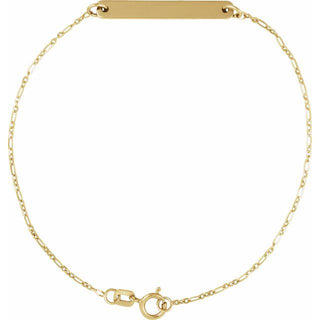 14K Yellow Engravable Bar 7" Bracelet
