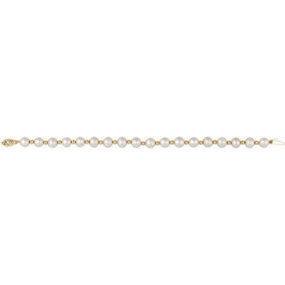 14K Yellow Cultured White Freshwater Pearl 7 1/4" Bracelet