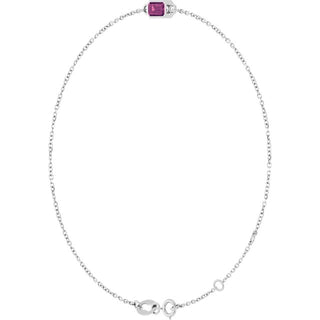 14K White Natural Pink Tourmaline 6 1/2-7 1/2" Bracelet