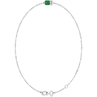 14K White Natural Emerald 6 1/2-7 1/2" Bracelet