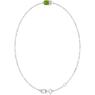 14K White Natural Peridot 6 1/2-7 1/2" Bracelet